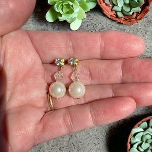 Pearl Crystal Rhinestone 10mm Dangle Earring’s